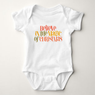 Believe in the Magic of Christmas - Retro Style Baby Bodysuit