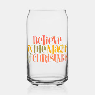 Believe in the Magic of Christmas - Retro Style Can Glass