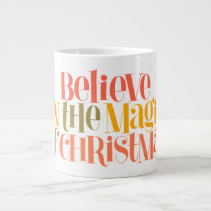 Believe in the Magic of Christmas - Retro Style Large Coffee Mug