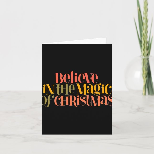Believe In The Magic Of Christmas Retro Style T Sh Card (Front)