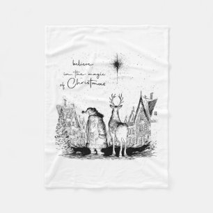 Believe In The Magic Of Christmas Santa Reindeer X Fleece Blanket