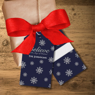 Believe in the Magic of Christmas Silver Blue Gift Tags