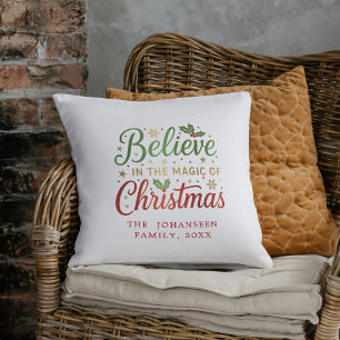 Believe in the Magic of Christmas Typography Cushion
