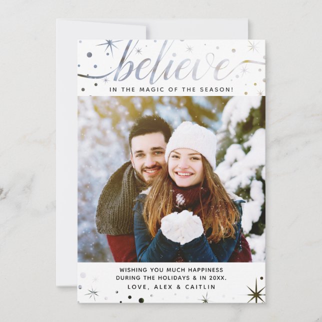 Believe in the Magic Photo-Matching Text Effect Holiday Card (Front)