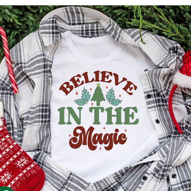 Believe in the magic Retro Christmas Holidays Tri-Blend Shirt (Believe in the magic Retro Christmas Holidays T-Shirt)