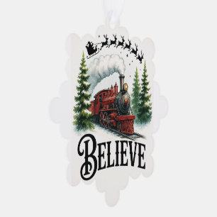 Believe in the Magic Train Tree Decoration Card