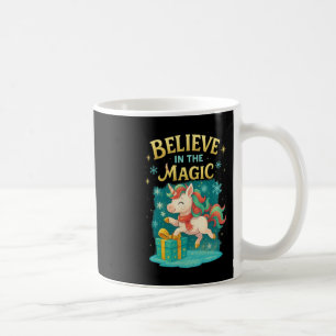Believe In The Magic Unicorn Kids Christmas Design Coffee Mug