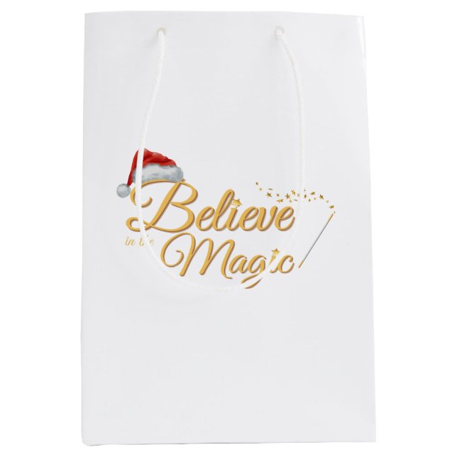 Believe in the Magic - Whimsical Holiday Design Medium Gift Bag (Front)