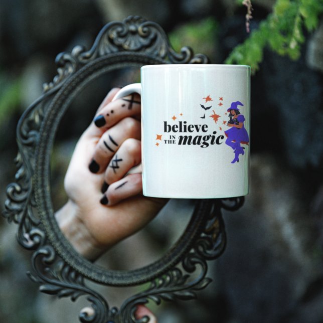 Believe in the Magic Witch Halloween Two-Tone Coffee Mug (Creator Uploaded)