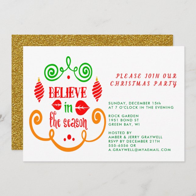 Believe in the Season, Christmas Holiday, ZPR Invitation (Front/Back)