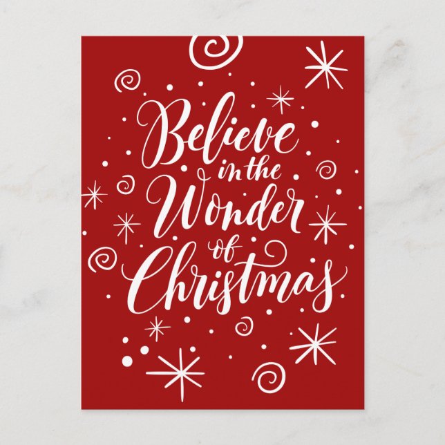 Believe in the Wonder of Christmas Christian Magic Holiday Postcard (Front)