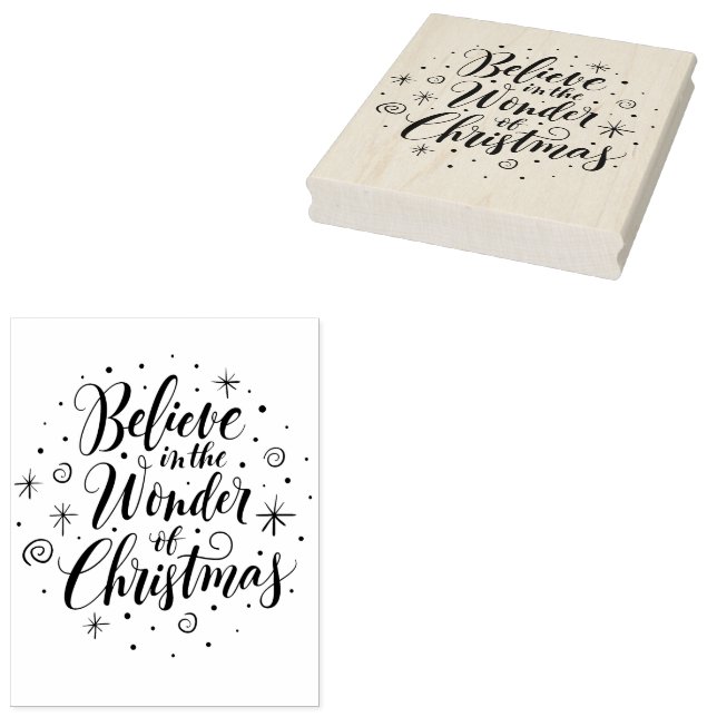 Believe in the Wonder of Christmas Christian Magic Rubber Stamp (Stamped)