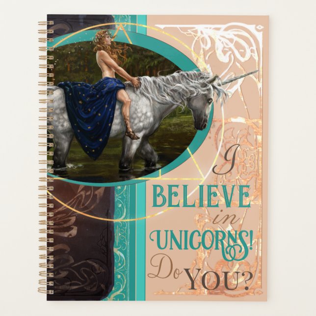 Believe in Unicorn fantasy art Planner (Front)