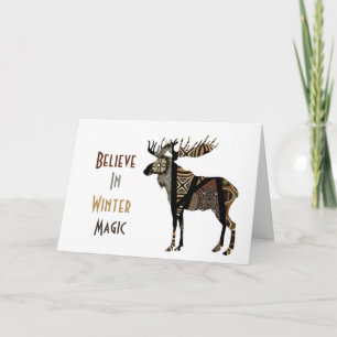 Believe In Winter Magic Moose Holiday Card