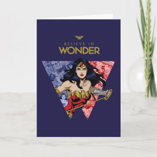"Believe In Wonder" Wonder Woman Lasso Comic Logo Card