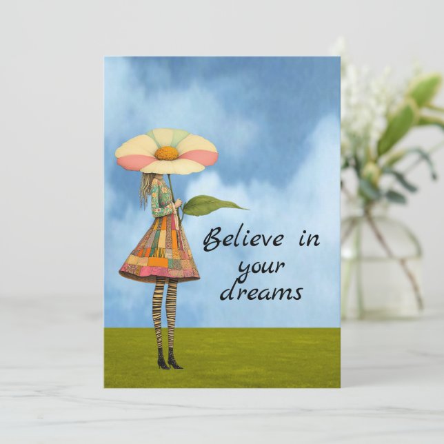 Believe in Your Dreams Flower Girl Card (Standing Front)