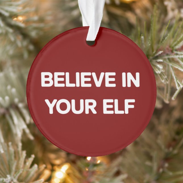 Believe In Your Elf Funny Xmas Matching Family Ornament (Tree)