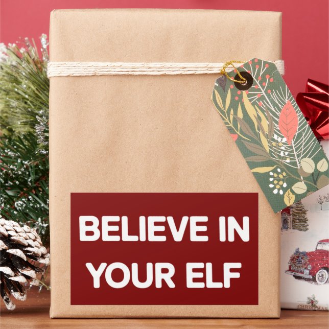Believe In Your Elf Funny Xmas Matching Family Rectangular Sticker (Holiday)
