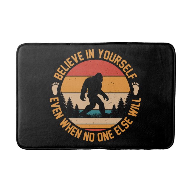 Believe In Yourself Bigfoot Black Bath Mat (Front)