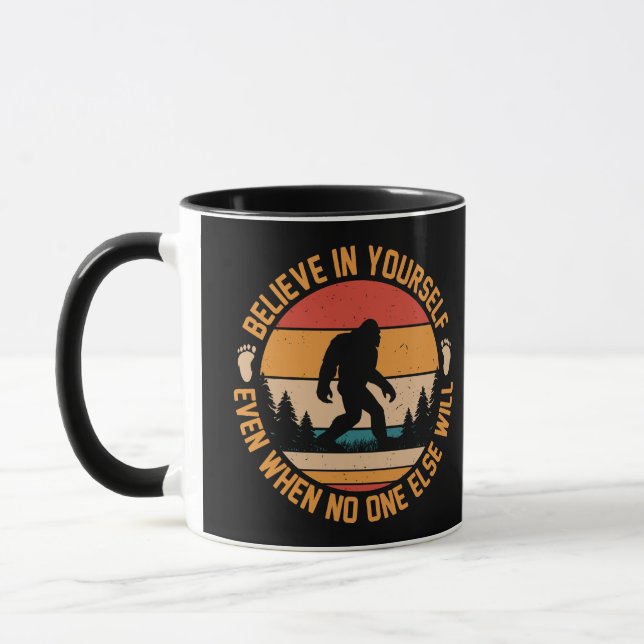 Believe In Yourself Bigfoot Black Mug (Left)