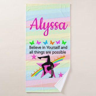 BELIEVE IN YOURSELF GYMNASTICS DESIGN BATH TOWEL