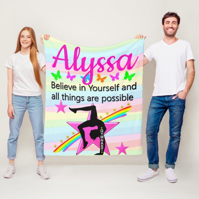 BELIEVE IN YOURSELF GYMNASTICS DESIGN FLEECE BLANKET (In Situ)