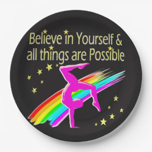 BELIEVE IN YOURSELF GYMNASTICS DESIGN PAPER PLATE