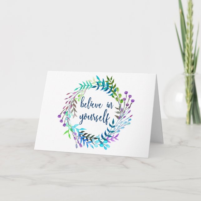 "Believe In Yourself" Inspirational Quote Card (Front)