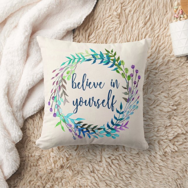 "Believe In Yourself" Inspirational Quote Cushion (Blanket)