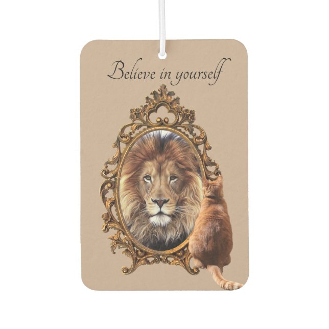 Believe In Yourself | Lion Vintage Inspirational  Car Air Freshener (Front)