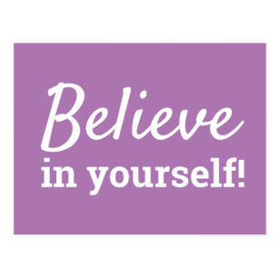 Believe in Yourself Motivation Quote Purple White Postcard