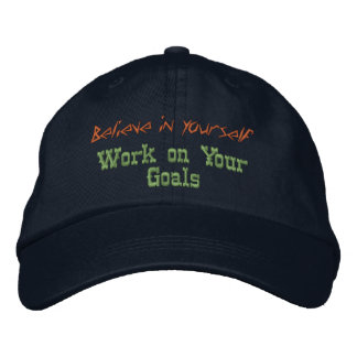 Believe in Yourself Motivational Quote Custom Navy Embroidered Hat