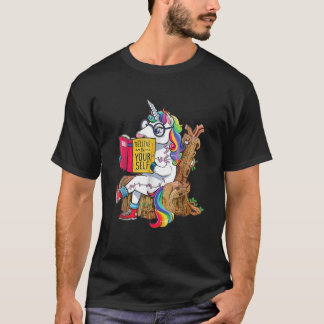Believe In Yourself Nerd Unicorn Reading Book T-Shirt