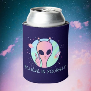 Believe In Yourself Pink Alien Can Cooler