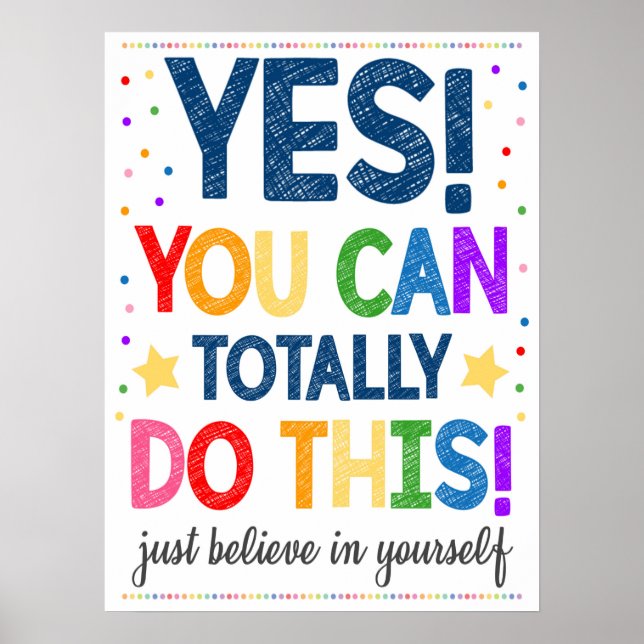 Believe In Yourself Rainbow Classroom Poster (Front)