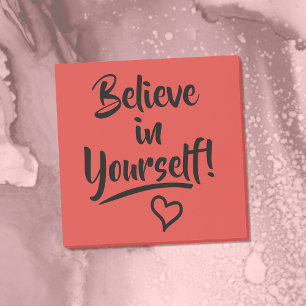Believe In Yourself Red With Heart Doodle Positive Post-it Notes