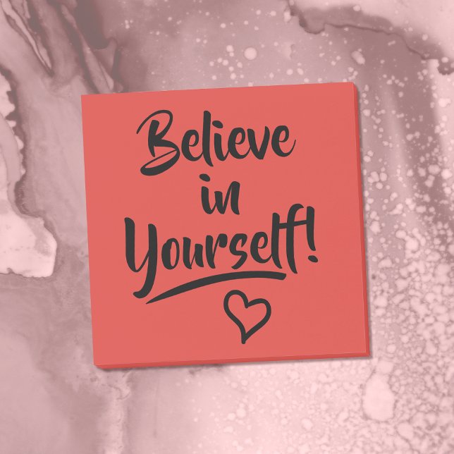 Believe In Yourself Red With Heart Doodle Positive Post-it Notes (Inspiration and self love ❤️💕)