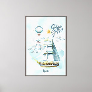Believe in yourself Ship in the Ocean Customisable Canvas Print