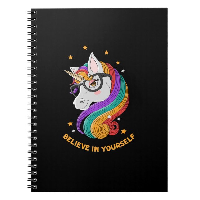Believe In Yourself Unicorn       Notebook (Front)