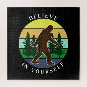 Believe in Yourself   Vintage Sunset Bigfoot   Jigsaw Puzzle