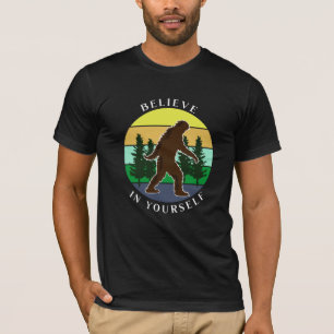Believe in Yourself   Vintage Sunset Bigfoot   T-Shirt