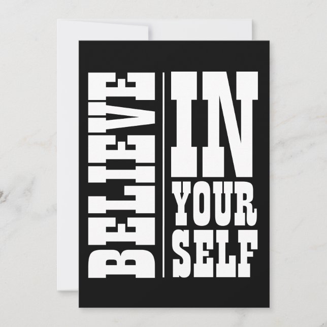BELIEVE IN YOURSELF WHITE TYPOGRAPHY INVITATION (Front)