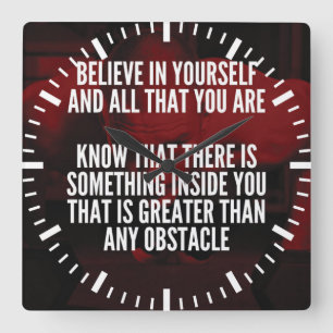 Believe In Yourself - Workout Motivational Square Wall Clock