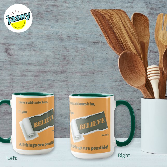 Believe Inspirational Christian Scripture Two-Tone Mug (Creator Uploaded)