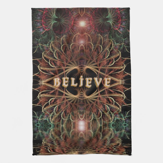 Believe Inspirational Fabric Art Tea Towel (Vertical)
