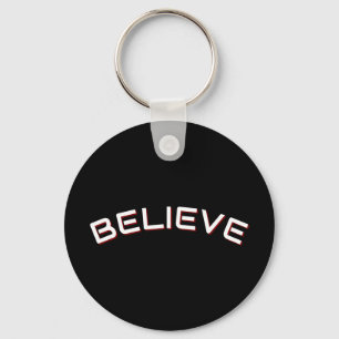 ‘Believe’ inspirational Quote Black Key Ring