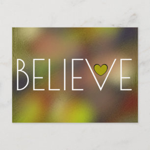 BELIEVE Inspirational Word Cute Postcard