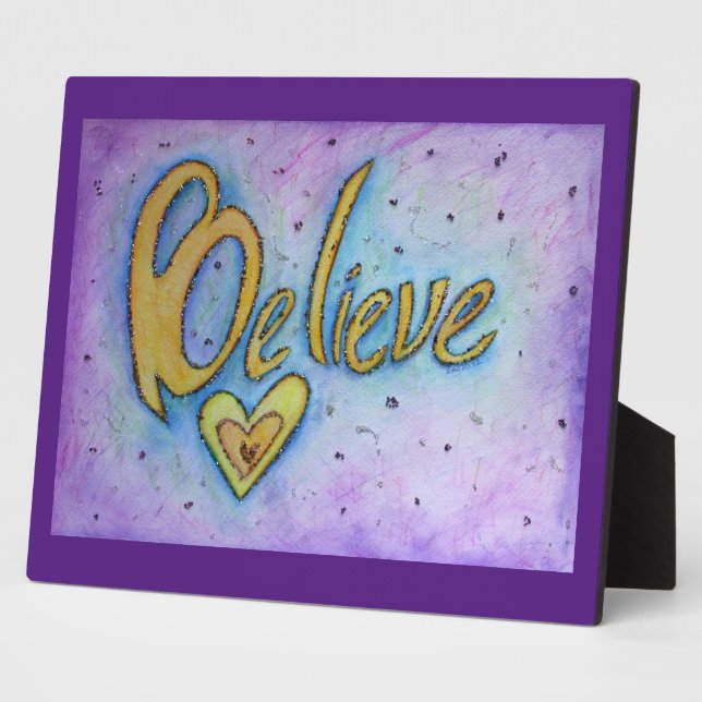 Believe Inspirational Word Painting Poem Plaque (Side)