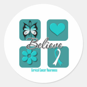 Believe Inspirations Cervical Cancer Classic Round Sticker