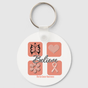 Believe Inspirations Uterine Cancer Key Ring